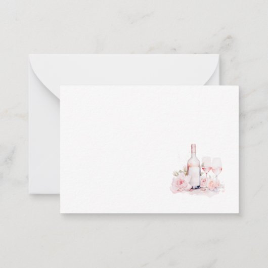Elegante Waterverf Roze Bloemen Vrijgezellenfeest Notitiekaartje (Achterkant)