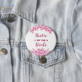 Elegante Waterverf roze bloemenbestie van de bruid Ronde Button 7,6 Cm (In situ)