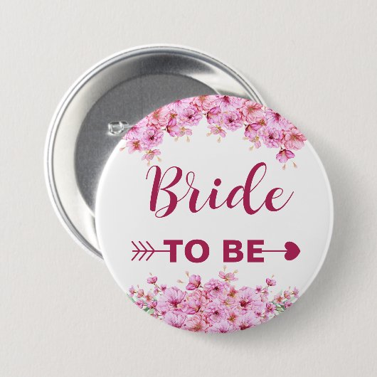 Elegante Waterverf roze bloemenbruid te zijn Ronde Button 7,6 Cm (Voorkant /achterkant)