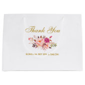 Elegante Waterverf roze bloemengoud bedankt Groot Cadeauzakje (Voorkant)