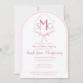 Elegante Waterverf Roze Bloemenkam met Beugels Kaart (Voorkant)