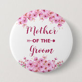 Elegante Waterverf roze bloemenmoeder van de bruid Ronde Button 7,6 Cm (Voorkant)