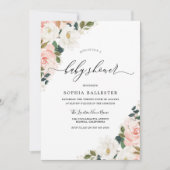 Elegante Waterverf Roze Bloemige Baby Shower Kaart (Voorkant)