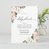 Elegante Waterverf Roze Bloemige Baby Shower Kaart (Staand voorkant)