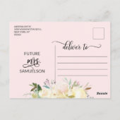 Elegante Waterverf Roze Bloemige Bruidsdouche Briefkaart (Achterkant)
