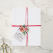 Elegante waterverf roze bloemige kerstgroet cadeaulabel (Met Touw)