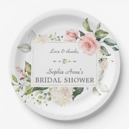 Elegante Waterverf Roze Blos Bruidsdouche Papieren Bordje