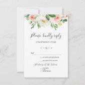 Elegante Waterverf Roze Blosem Bloemen Bruiloft RSVP Kaartje (Voorkant)