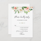 Elegante Waterverf Roze Blosem Bloemen Bruiloft RSVP Kaartje (Voorkant / Achterkant)