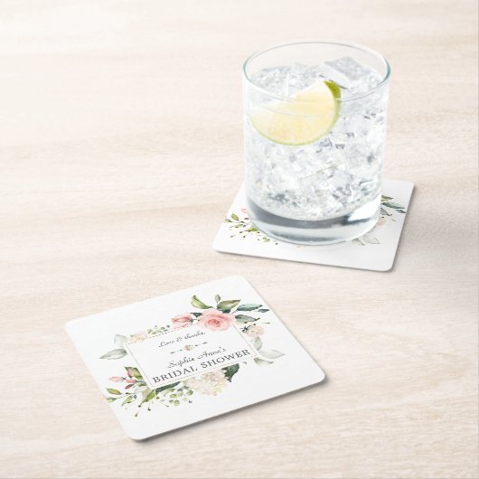 Elegante Waterverf Roze Blosems Bruiloft Feest Kartonnen Onderzetters (Insitu)