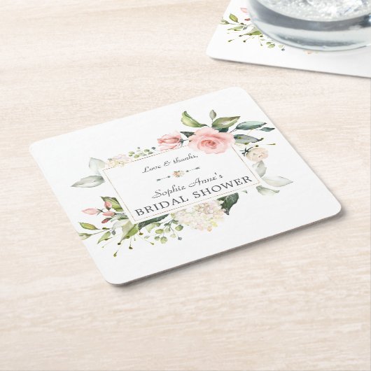 Elegante Waterverf Roze Blosems Bruiloft Feest Kartonnen Onderzetters (Schuin)