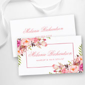 Elegante Waterverf Roze Blush Bloemen Visitekaartje