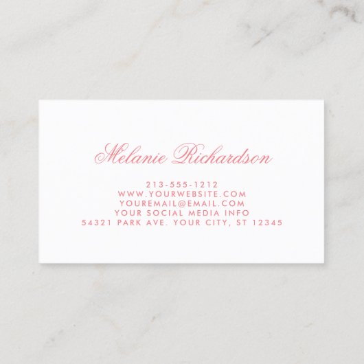 Elegante Waterverf Roze Blush Bloemen Visitekaartje (Achterkant)