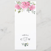 Elegante Waterverf Roze Blush Hydrangea Bruiloft Menu (Achterkant)