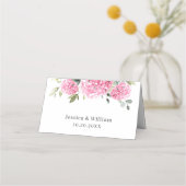 Elegante Waterverf Roze Blush Hydrangea Bruiloft Plaatskaartje (Achterkant)