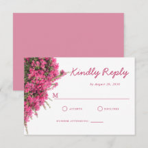 Elegante Waterverf Roze Bougainvillea Bruiloft
