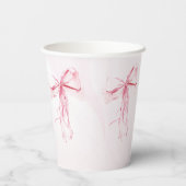 Elegante Waterverf Roze Bow Baby shower Papieren Bekers (Achterkant)