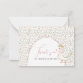 Elegante Waterverf Roze Bow een gekke gans Baby s Notitiekaartje (Voorkant)