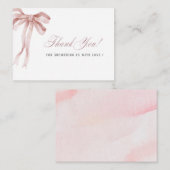 Elegante Waterverf Roze Bow lint Baby shower Notitiekaartje (Voorkant / Achterkant)