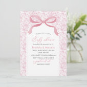 Elegante Waterverf Roze Bow Meisje Baby shower Inv Kaart (Staand voorkant)