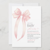 Elegante Waterverf Roze Bow Meisje Baby shower Kaart (Voorkant)