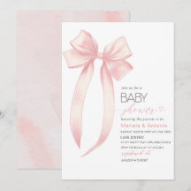 Elegante Waterverf Roze Bow Meisje Baby shower