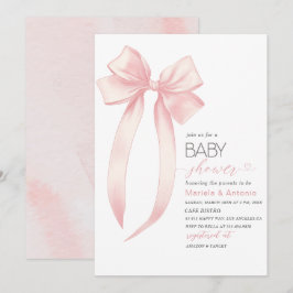Elegante Waterverf Roze Bow Meisje Baby shower Kaart