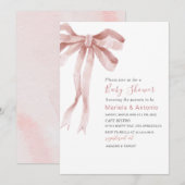 Elegante Waterverf Roze Bow Meisje Baby shower Kaart (Voorkant / Achterkant)