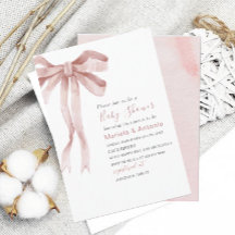 Elegante Waterverf Roze Bow Meisje Baby shower