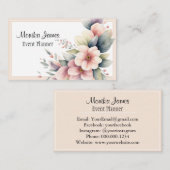 Elegante Waterverf Roze en Blush Floral Visitekaartje (Voorkant / Achterkant)