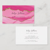 elegante waterverf roze en goudagar visitekaartje (Voorkant / Achterkant)