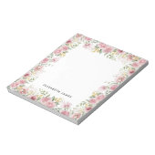 Elegante Waterverf Roze en Gouden Pioenenkrans Notitieblok (Linkerzijde)