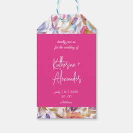 Elegante waterverf roze en witte bloemen cadeaulabel