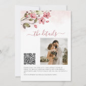 Elegante waterverf roze floral QR code bruiloft Kaart (Achterkant)