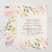 Elegante Waterverf Roze & Goud 45ste Verjaardagsfe Kaart (Voorkant / Achterkant)