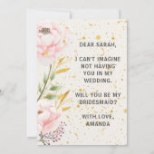 Elegante Waterverf Roze & Goud Bruidsmeisje Voorst Kaart (Achterkant)