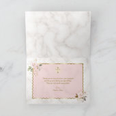 Elegante Waterverf Roze Gouden Bloemen Doop Bedankkaart (Binnen)