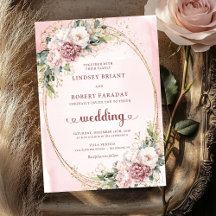 Elegante Waterverf Roze Gouden Blush Bloemen Bruil