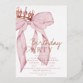 Elegante Waterverf Roze Gouden Boog Verjaardagsfee Folie Uitnodiging (Voorkant)