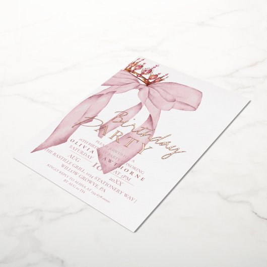 Elegante Waterverf Roze Gouden Boog Verjaardagsfee Folie Uitnodiging (Gedraaid)