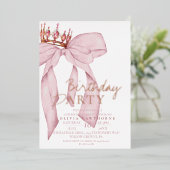 Elegante Waterverf Roze Gouden Boog Verjaardagsfee Folie Uitnodiging (Staand Voorkant)