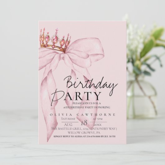 Elegante Waterverf Roze Gouden Boog Verjaardagsfee Kaart (Staand voorkant)