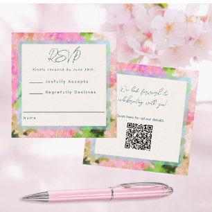 Elegante Waterverf Roze Hortensia Tuin Bruiloft Informatiekaartje
