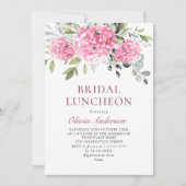 Elegante Waterverf Roze Hydrangea BRIDAL LUNCHEON Kaart (Voorkant)