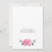 Elegante Waterverf Roze Hydrangea BRIDAL LUNCHEON Kaart (Achterkant)