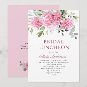 Elegante Waterverf Roze Hydrangea BRIDAL LUNCHEON Kaart