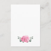 Elegante Waterverf Roze Hydrangea Bruiloft Details Informatiekaartje (Achterkant)