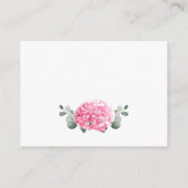 Elegante Waterverf Roze Hydrangea Bruiloft Details Informatiekaartje (Achterkant)