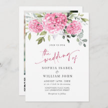 Elegante Waterverf Roze Hydrangea foto bruiloft