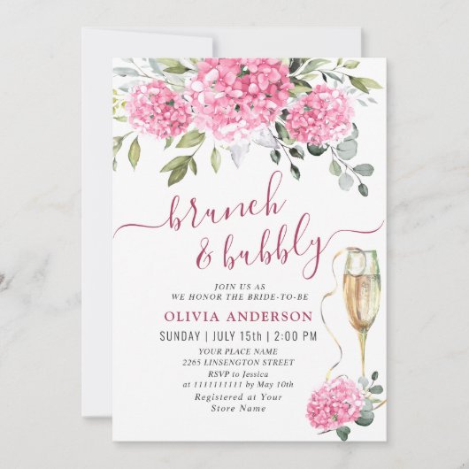 Elegante Waterverf Roze Hydrangea VRIJGEZELLENFEES Kaart (Voorkant)